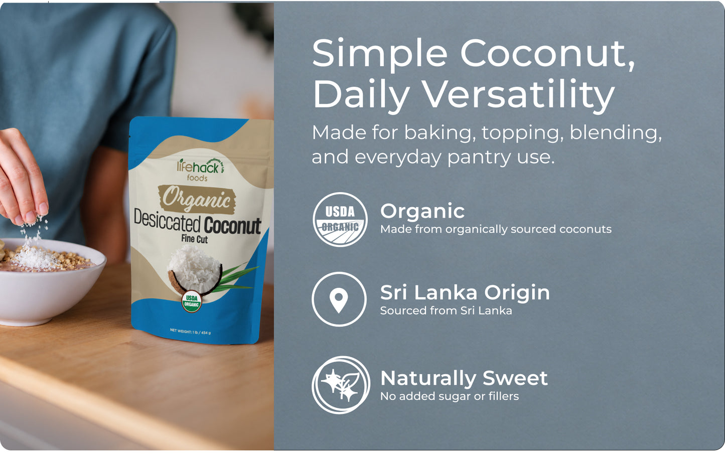 Organic Desiccated Coconut Fine Cut
