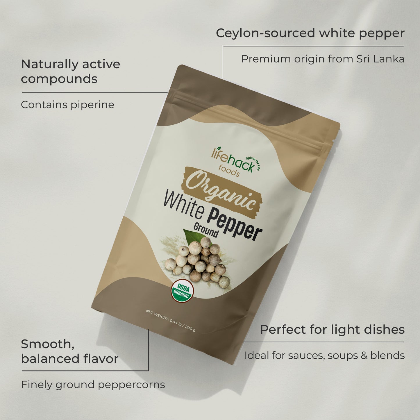 Organic White Pepper Ground